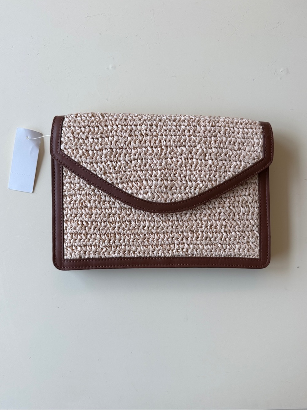 LOFT Woven Envelope Clutch with Brown Trim